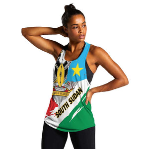 Personalized South Sudan Women Racerback Tank East Africa - Grunge Flag Unique