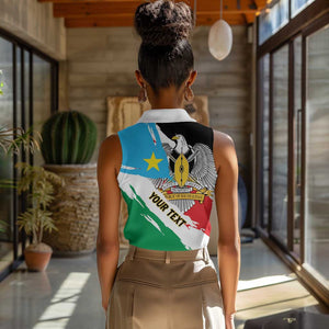 Personalized South Sudan Women Sleeveless Polo Shirt East Africa - Grunge Flag Unique