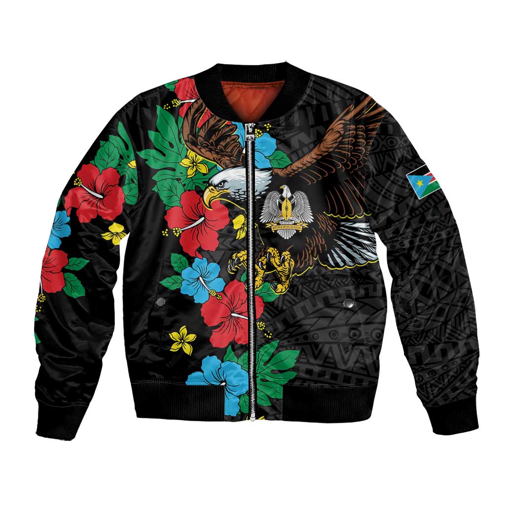 South Sudan Bomber Jacket African Pattern Hibiscus Floral