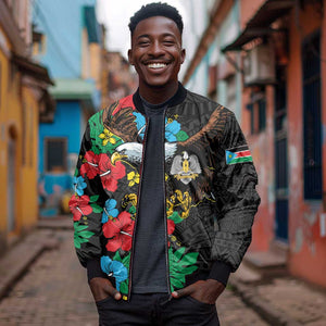 South Sudan Bomber Jacket African Pattern Hibiscus Floral