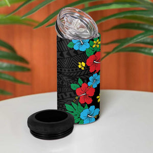 South Sudan 4 in 1 Can Cooler Tumbler African Pattern Hibiscus Floral