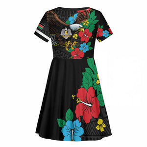 South Sudan Kid Short Sleeve Dress African Pattern Hibiscus Floral