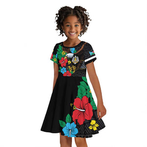 South Sudan Kid Short Sleeve Dress African Pattern Hibiscus Floral