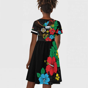 South Sudan Kid Short Sleeve Dress African Pattern Hibiscus Floral