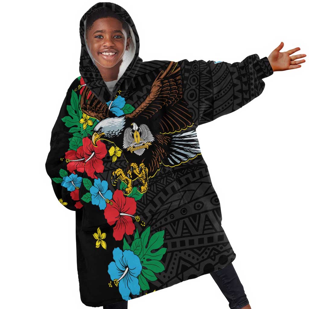 South Sudan KId Wearable Blanket Hoodie African Pattern Hibiscus Floral