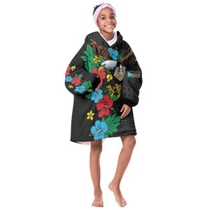 South Sudan KId Wearable Blanket Hoodie African Pattern Hibiscus Floral