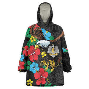 South Sudan KId Wearable Blanket Hoodie African Pattern Hibiscus Floral