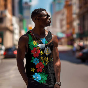 South Sudan Men Tank Top African Pattern Hibiscus Floral