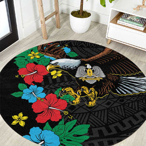 South Sudan Round Carpet African Pattern Hibiscus Floral