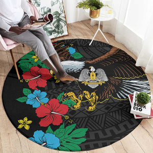 South Sudan Round Carpet African Pattern Hibiscus Floral