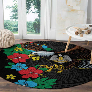 South Sudan Round Carpet African Pattern Hibiscus Floral