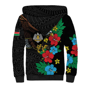 South Sudan Sherpa Hoodie African Pattern Hibiscus Floral