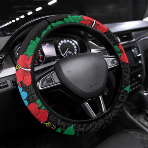 South Sudan Steering Wheel Cover African Pattern Hibiscus Floral