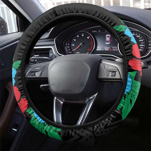 South Sudan Steering Wheel Cover African Pattern Hibiscus Floral