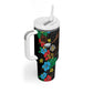 South Sudan Tumbler With Handle African Pattern Hibiscus Floral