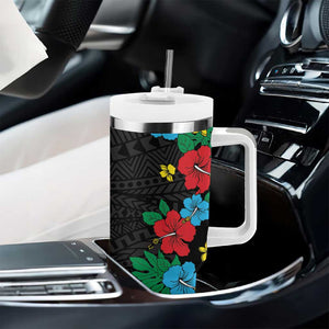 South Sudan Tumbler With Handle African Pattern Hibiscus Floral