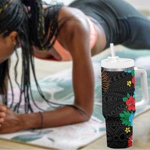 South Sudan Tumbler With Handle African Pattern Hibiscus Floral