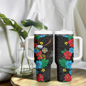 South Sudan Tumbler With Handle African Pattern Hibiscus Floral