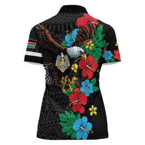 South Sudan Women Polo Shirt African Pattern Hibiscus Floral