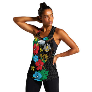 South Sudan Women Racerback Tank African Pattern Hibiscus Floral