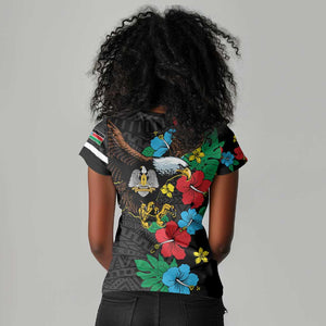 South Sudan Women V-Neck T-Shirt African Pattern Hibiscus Floral