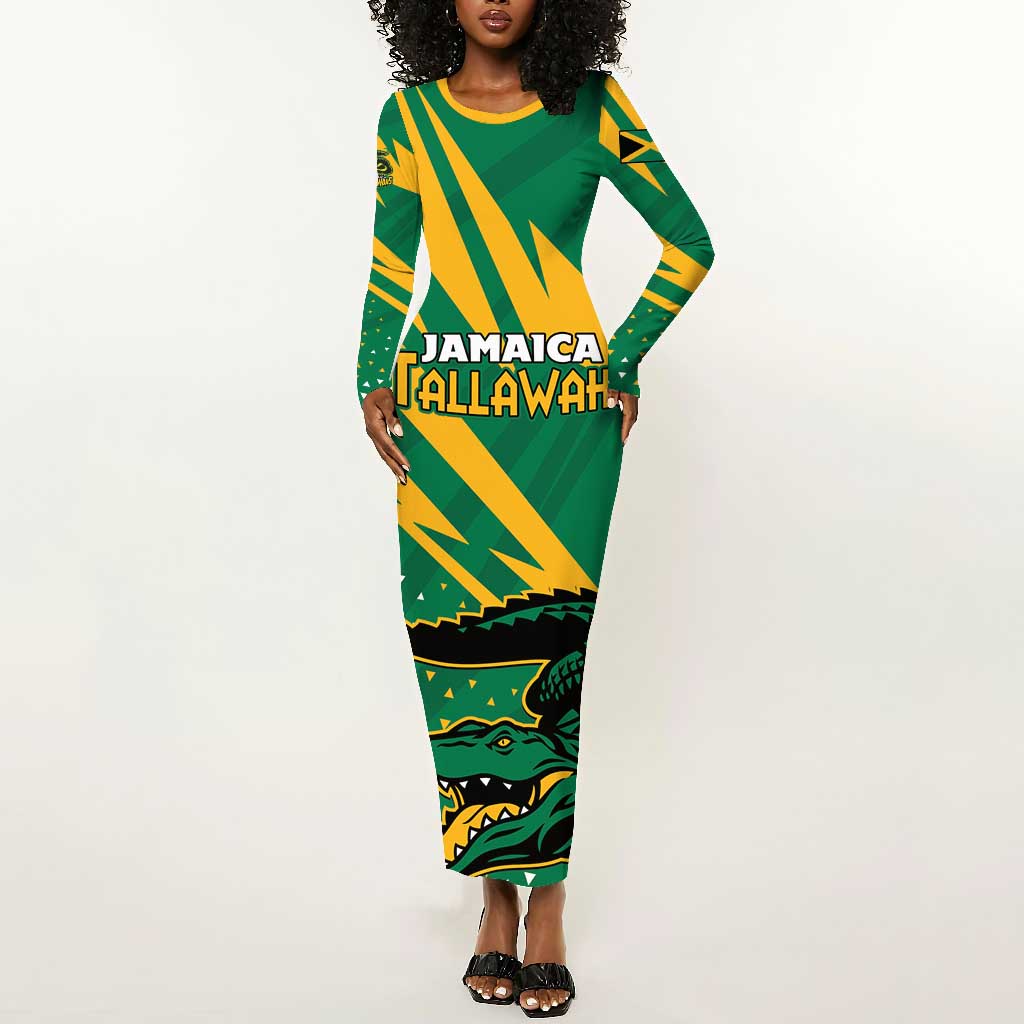 Custom Afro Jamaica Cricket Tallawahs Long Sleeve Bodycon Dress Fi Wi Tallawahs Champions