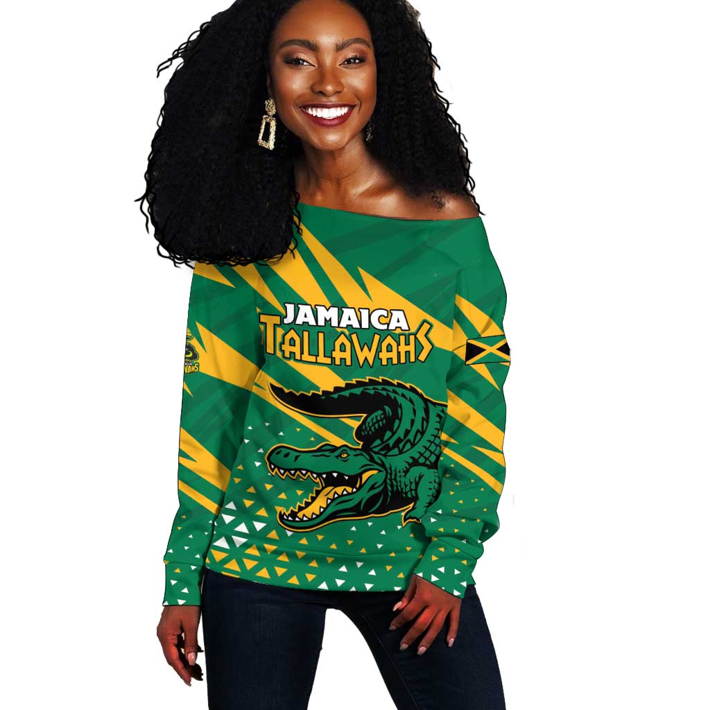 Custom Afro Jamaica Cricket Tallawahs Off Shoulder Sweater Fi Wi Tallawahs Champions
