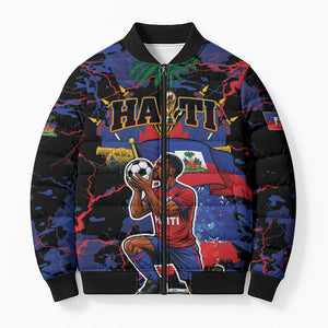 Personalized Haiti Soccer Pride Bomber Puffer Jacket Ayiti Nan Mondyal 2026