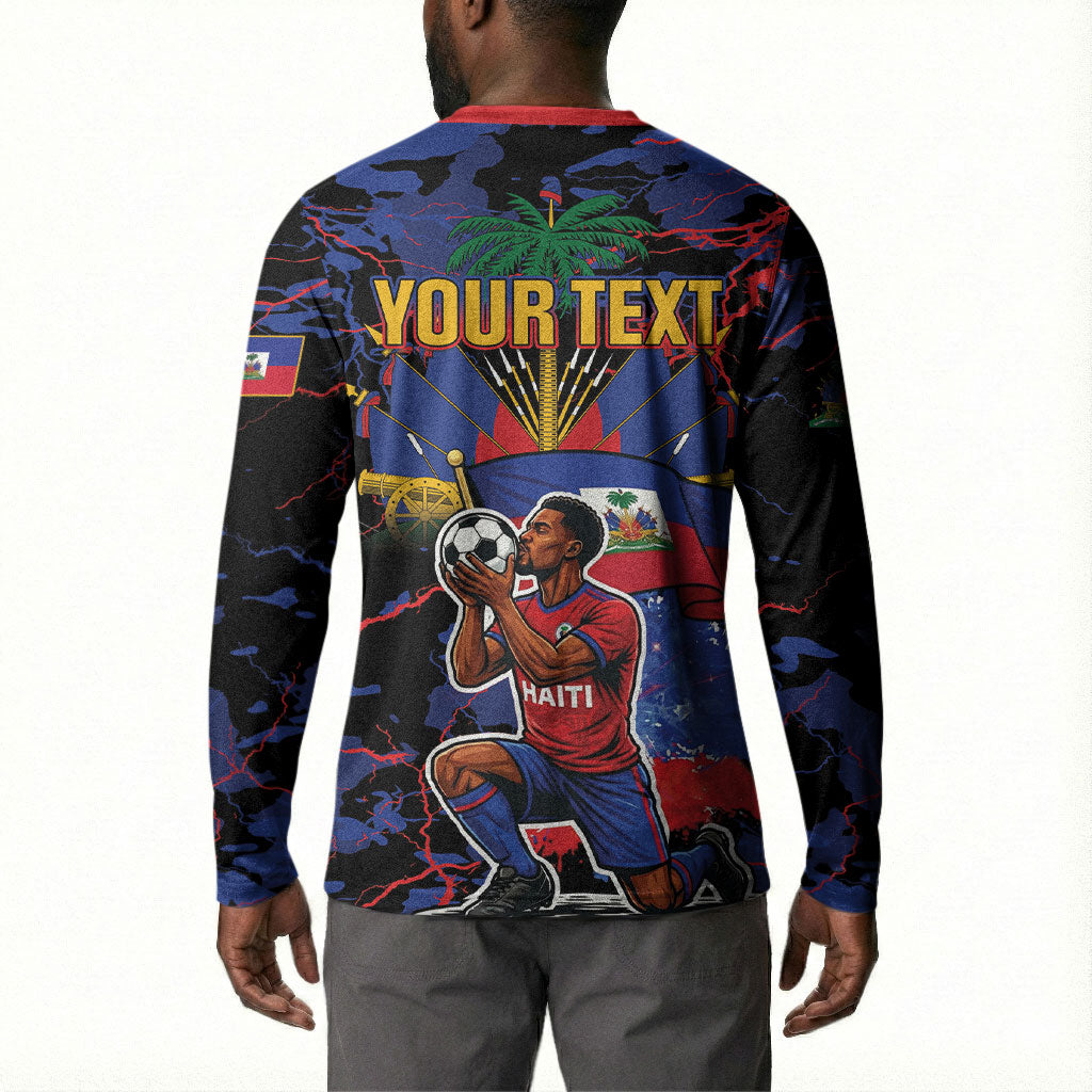 Personalized Haiti Soccer Pride Button Sweatshirt Ayiti Nan Mondyal 2026