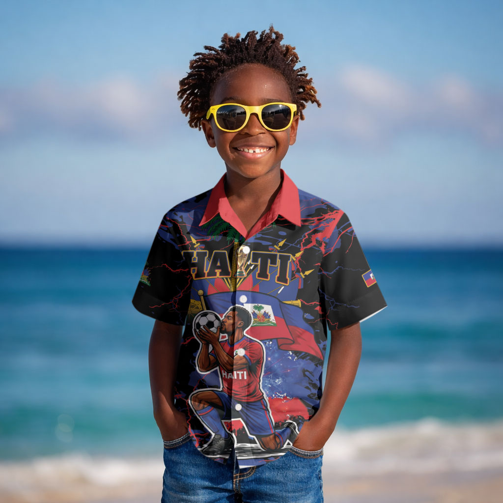 Personalized Haiti Soccer Pride Kid Hawaiian Shirt Ayiti Nan Mondyal 2026