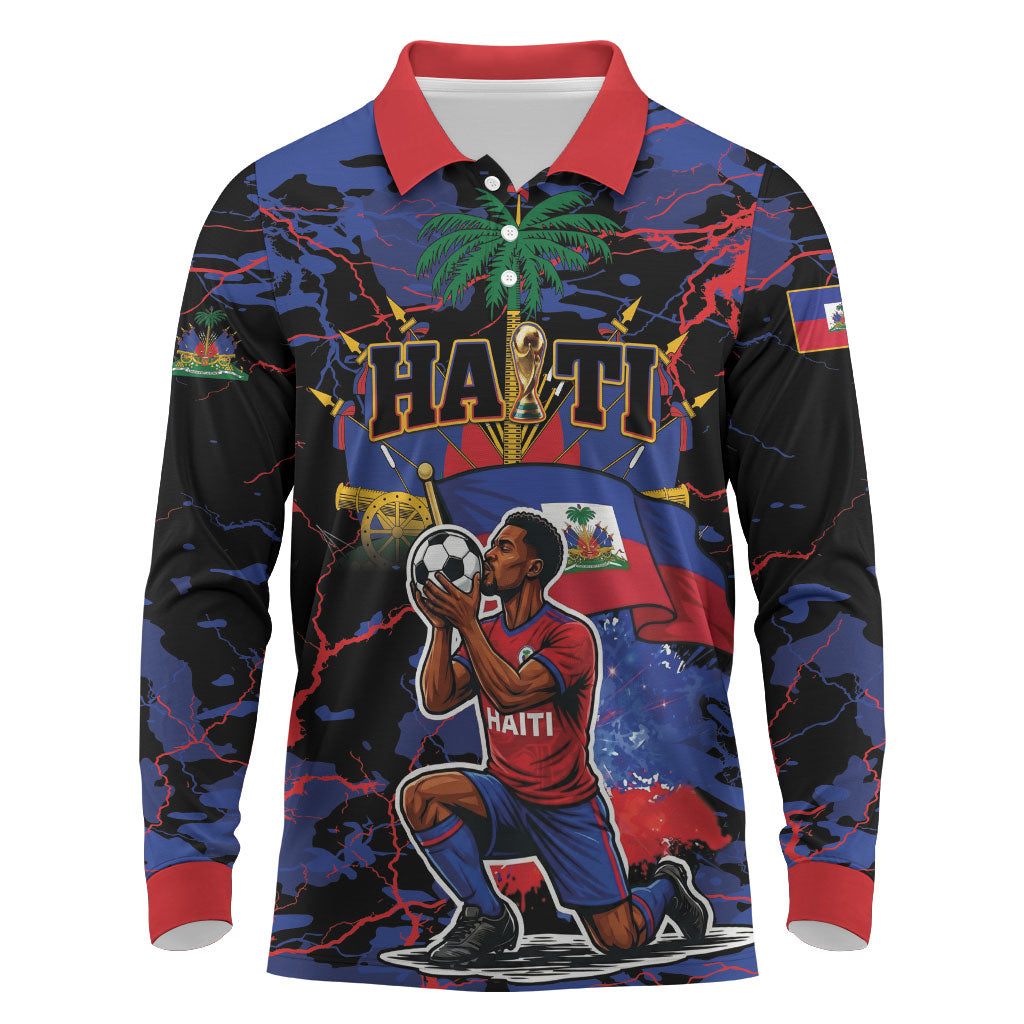 Personalized Haiti Soccer Pride Long Sleeve Polo Shirt Ayiti Nan Mondyal 2026