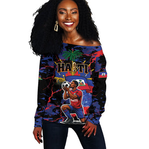 Personalized Haiti Soccer Pride Off Shoulder Sweater Ayiti Nan Mondyal 2026