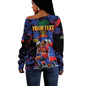 Personalized Haiti Soccer Pride Off Shoulder Sweater Ayiti Nan Mondyal 2026