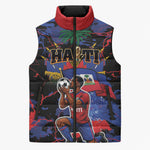 Personalized Haiti Soccer Pride Sleeveless Puffer Jacket Ayiti Nan Mondyal 2026