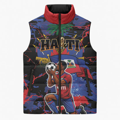 Personalized Haiti Soccer Pride Sleeveless Puffer Jacket Ayiti Nan Mondyal 2026