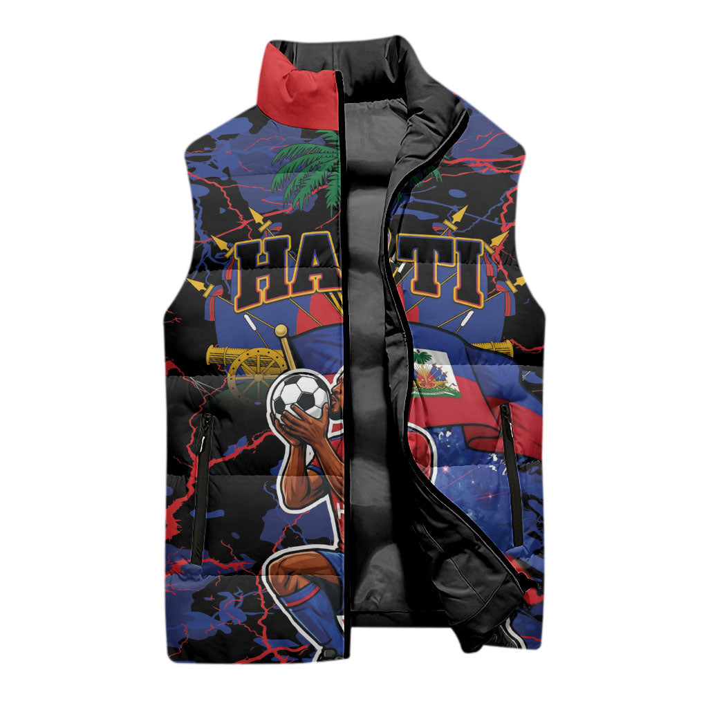 Personalized Haiti Soccer Pride Sleeveless Puffer Jacket Ayiti Nan Mondyal 2026