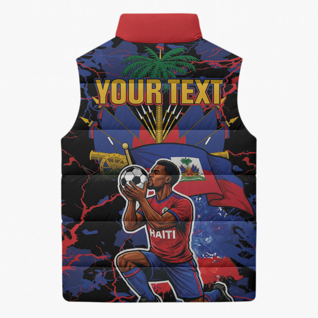 Personalized Haiti Soccer Pride Sleeveless Puffer Jacket Ayiti Nan Mondyal 2026