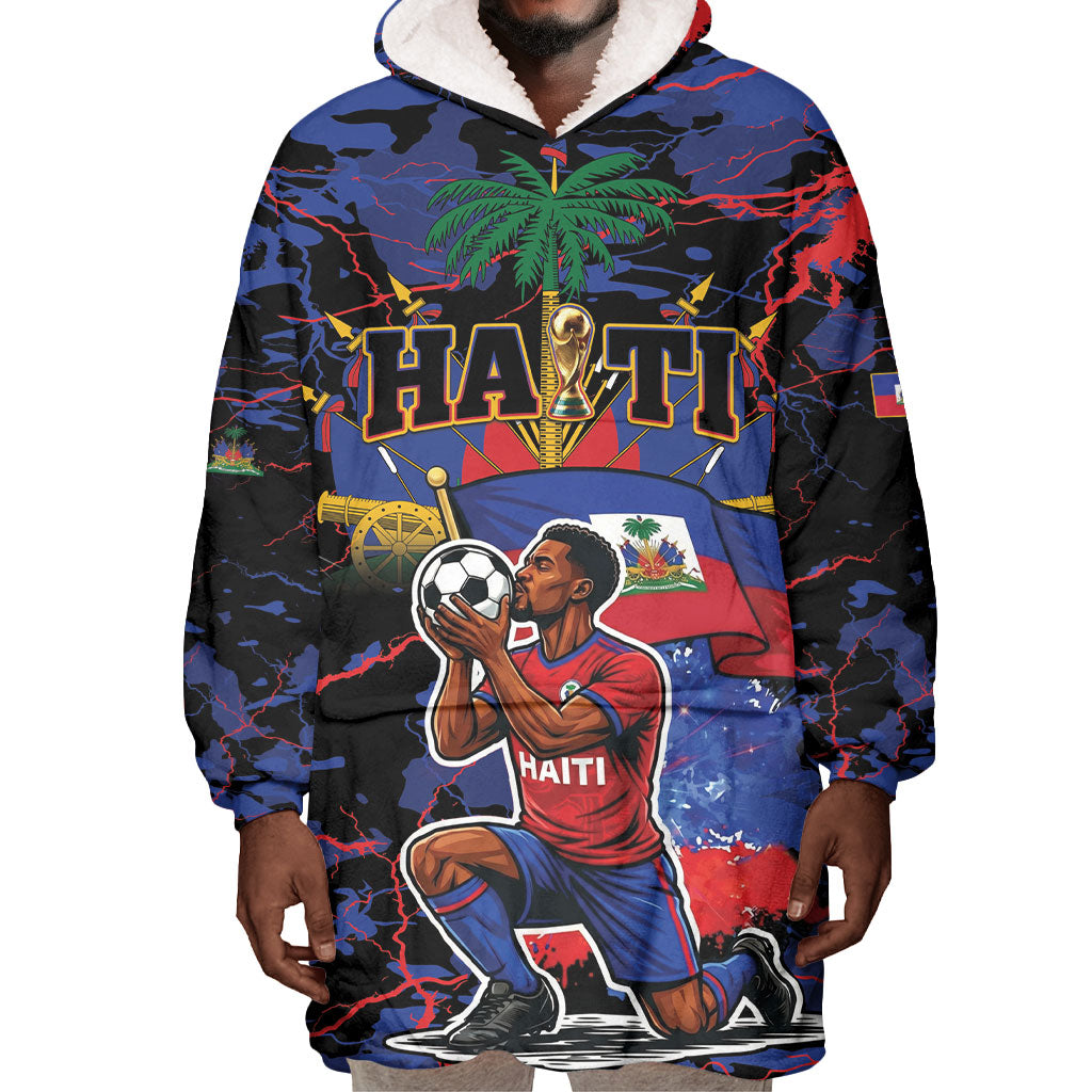 Personalized Haiti Soccer Pride Wearable Blanket Hoodie Ayiti Nan Mondyal 2026