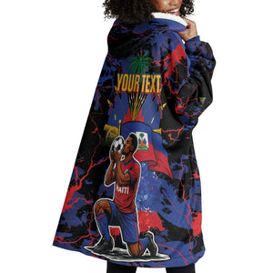 Personalized Haiti Soccer Pride Wearable Blanket Hoodie Ayiti Nan Mondyal 2026