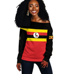 Uganda Flag Stylized Off Shoulder Sweater Jamhuri ya Uganda