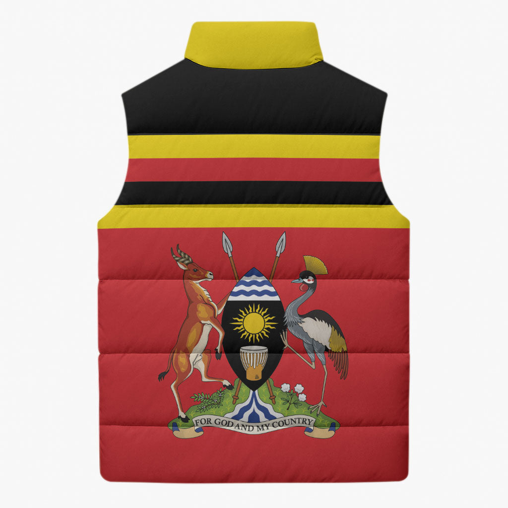 Uganda Flag Stylized Sleeveless Puffer Jacket Jamhuri ya Uganda