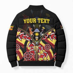 Personalised Uganda 64th Anniversary Bomber Puffer Jacket Happy Independence Day