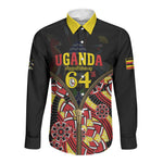 Personalised Uganda 64th Anniversary Long Sleeve Button Shirt Happy Independence Day