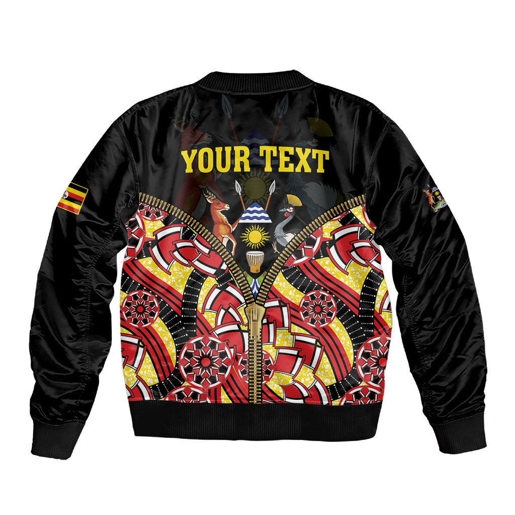 Personalised Uganda 64th Anniversary Sleeve Zip Bomber Jacket Happy Independence Day