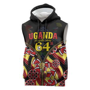 Personalised Uganda 64th Anniversary Sleeveless Hoodie Happy Independence Day