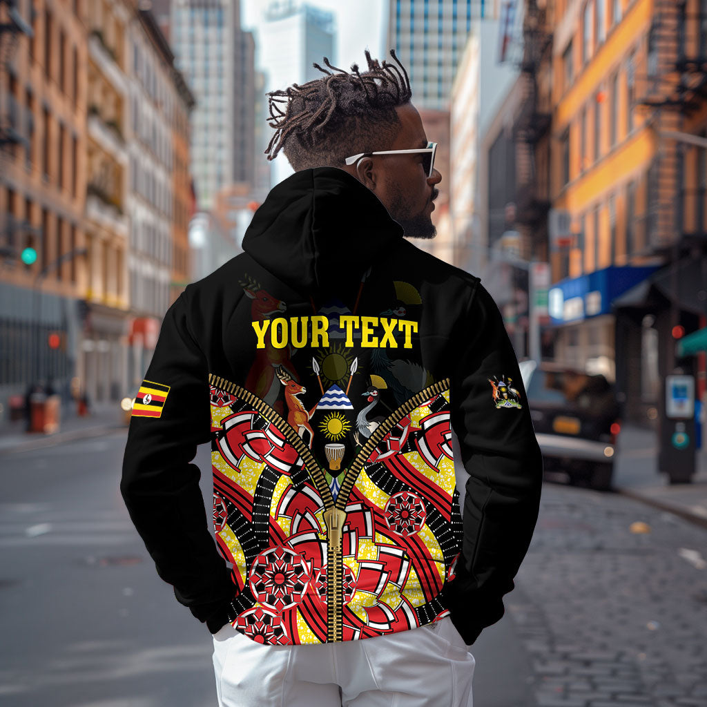 Personalised Uganda 64th Anniversary Zip Hoodie Happy Independence Day