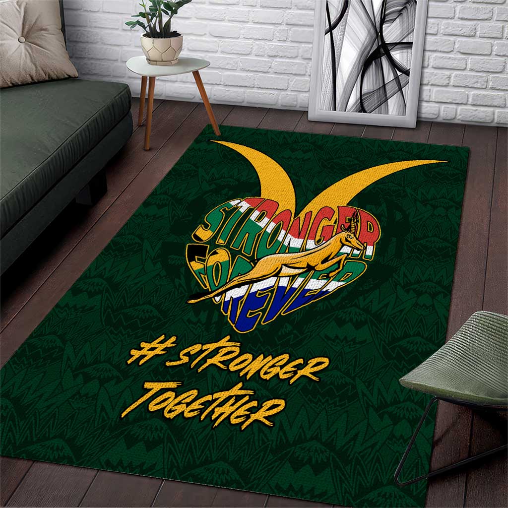 South Africa Rugby Area Rug - Stronger Together, Stronger Forever, Bokke World Cup