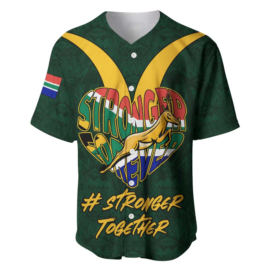 Custom South Africa Rugby Baseball Jersey - Stronger Together, Stronger Forever, Bokke World Cup