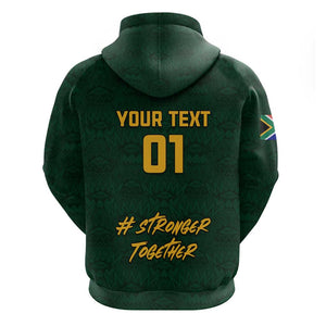 Custom South Africa Rugby Hoodie - Stronger Together, Stronger Forever, Bokke World Cup