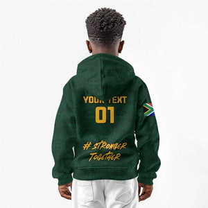 Custom South Africa Rugby Kid Hoodie - Stronger Together, Stronger Forever, Bokke World Cup